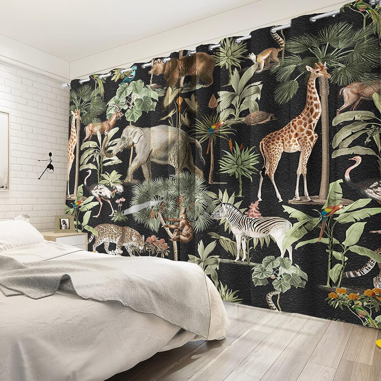 Yeele Animal Curtains Jungle Wildlife 3D Print Grommet Panels