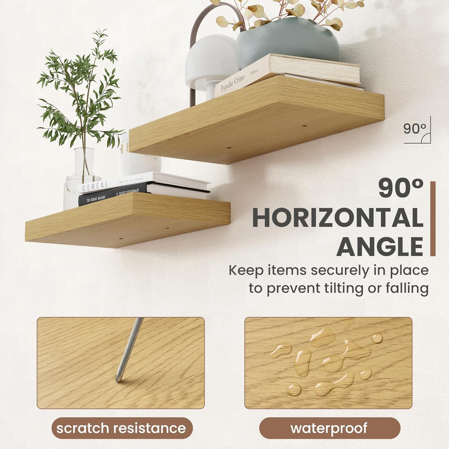 24 Inch Floating Shelves Set of 2 with Invisible Brackets