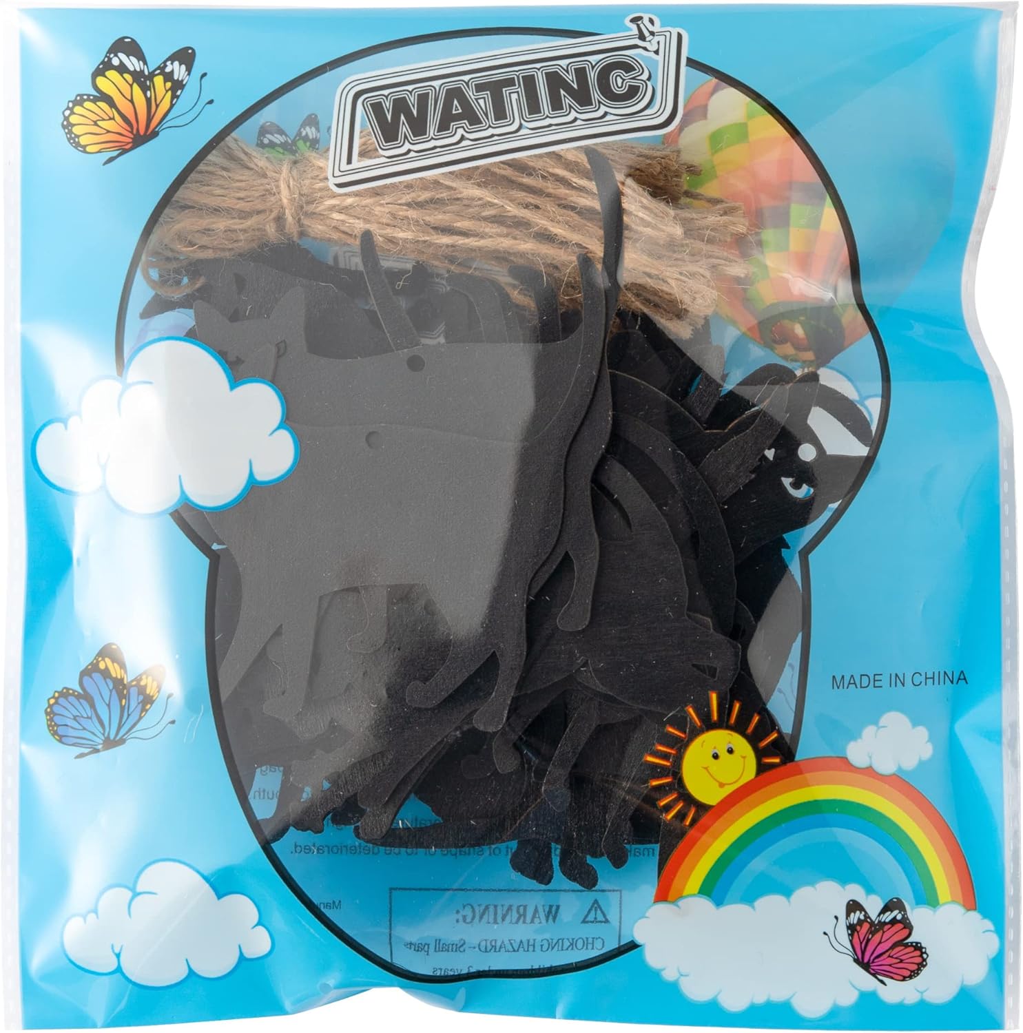 WATINC 31pcs Halloween Black Cat Wood Hanging Ornament