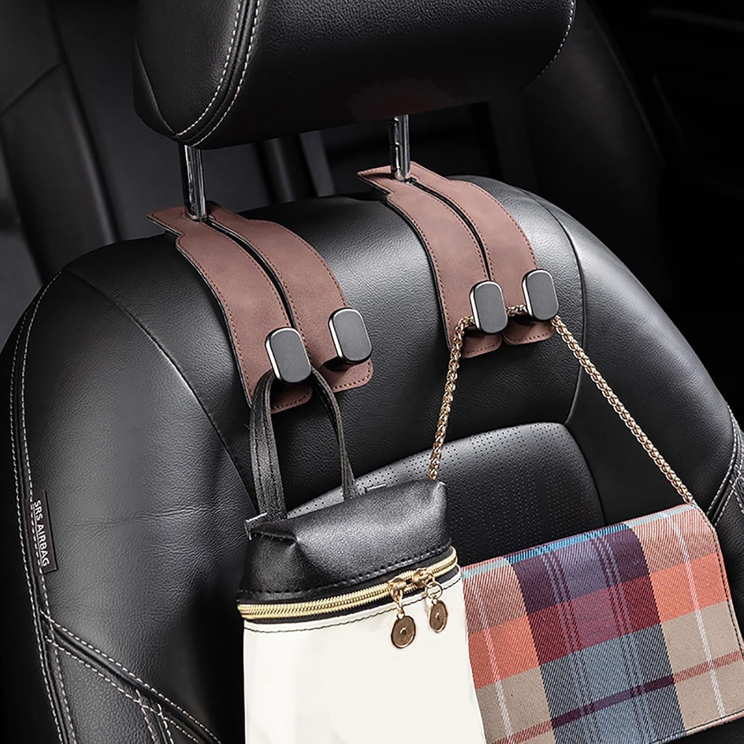 Coozyland Car Headrest Hooks 2pcs Beige