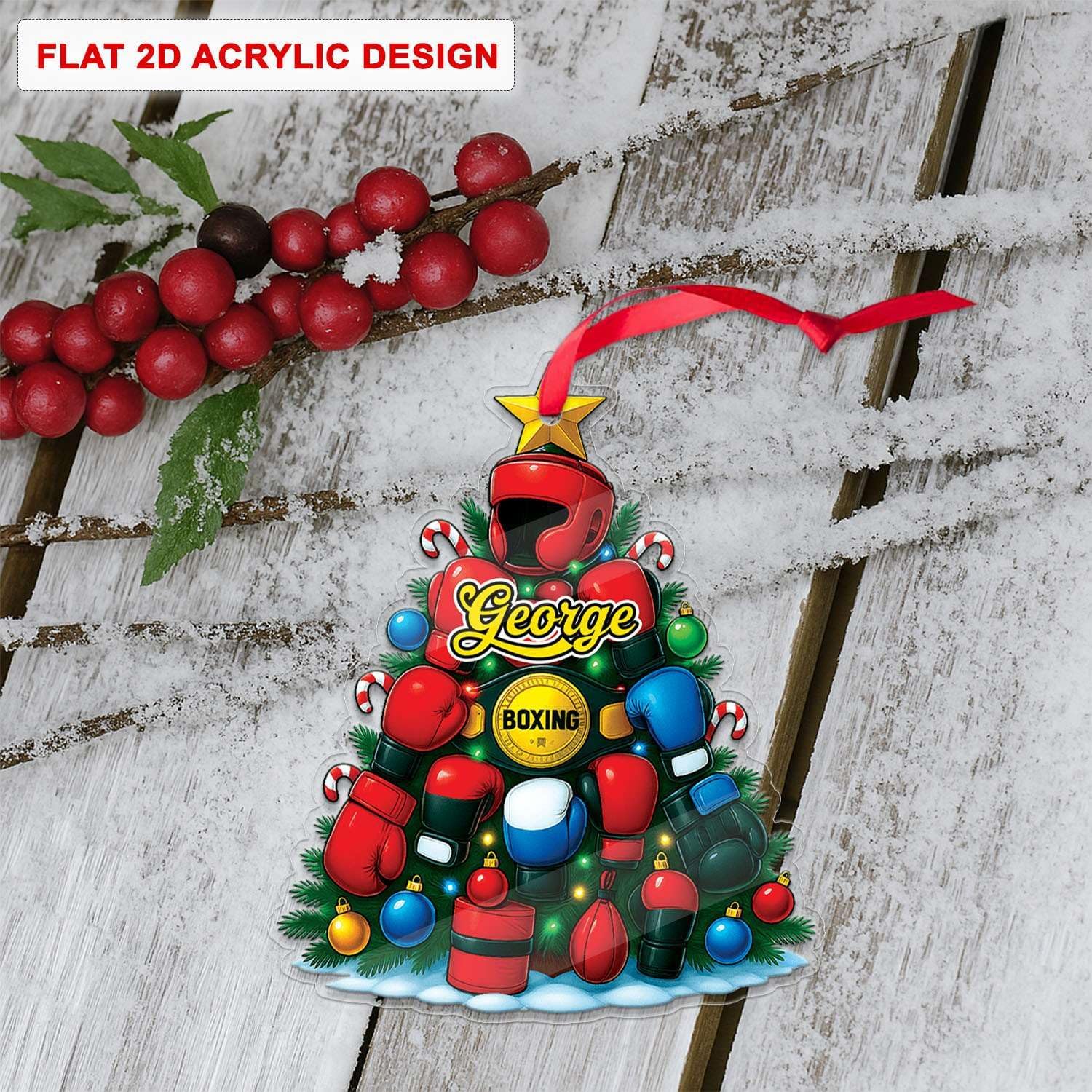 Custom Name Boxing Hanging Ornament 2025 Christmas Decor