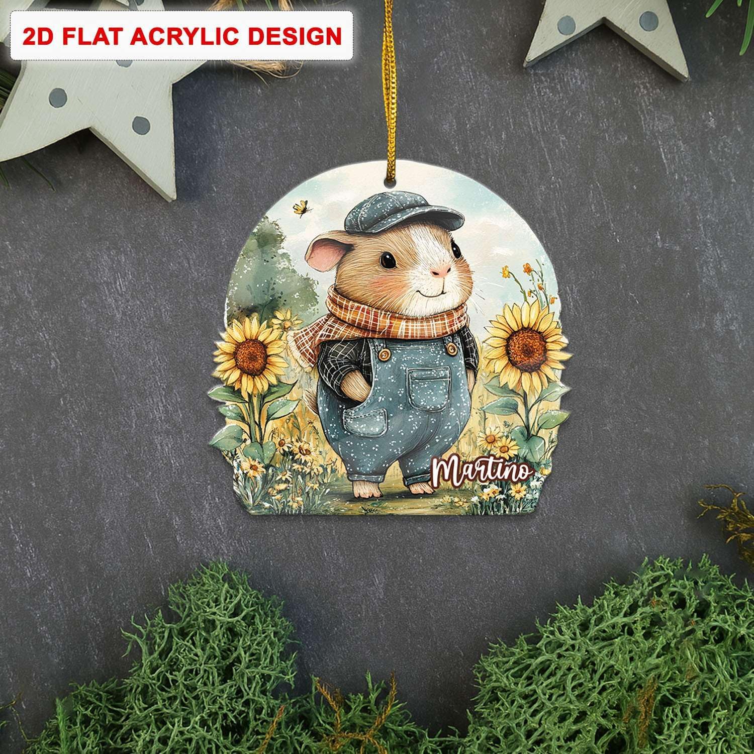 Custom Name Guinea Pig Hanging Ornament Personalized Acrylic Christmas Decor
