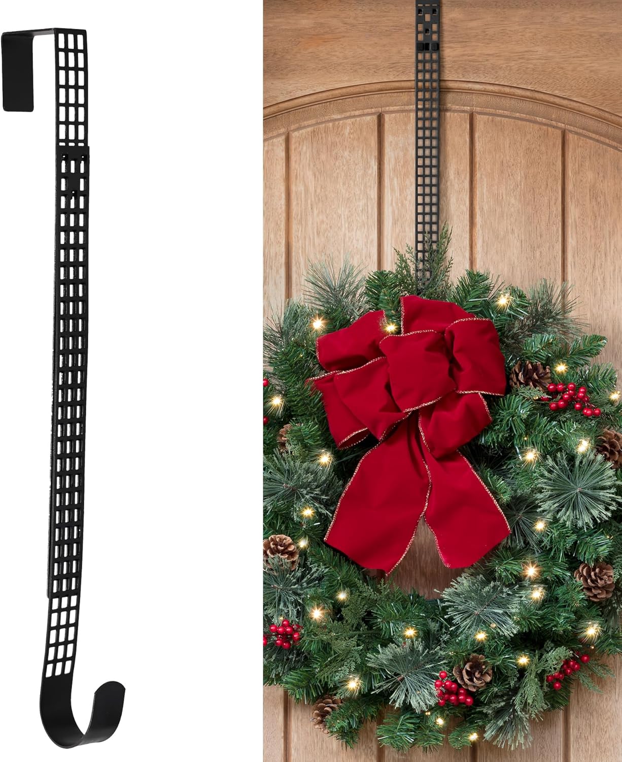 Haute Decor Adjustable Wreath Hanger Matte Black 1 Pack
