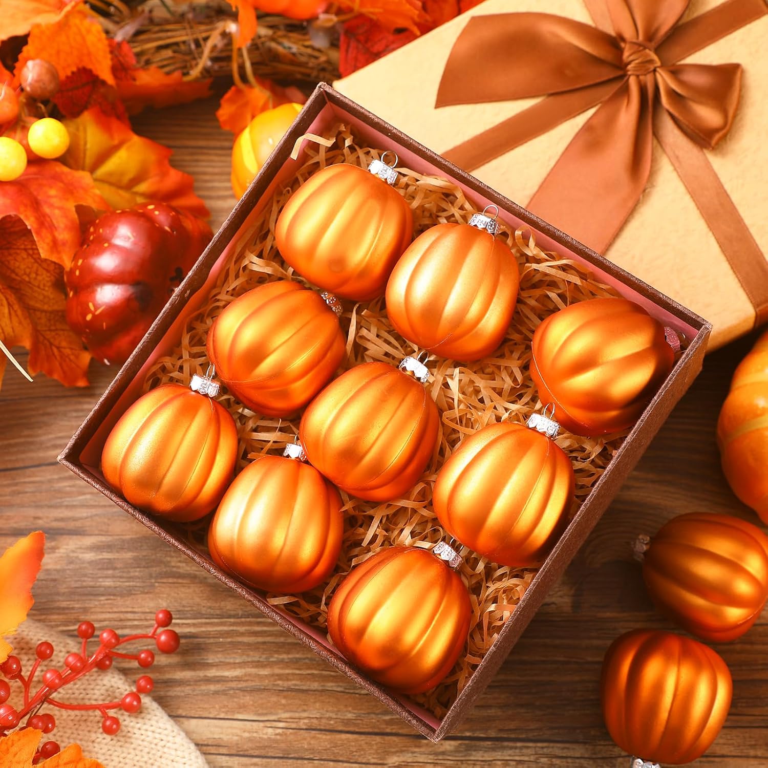 Tigeen 12 Pcs Fall Pumpkin Hanging Ornaments