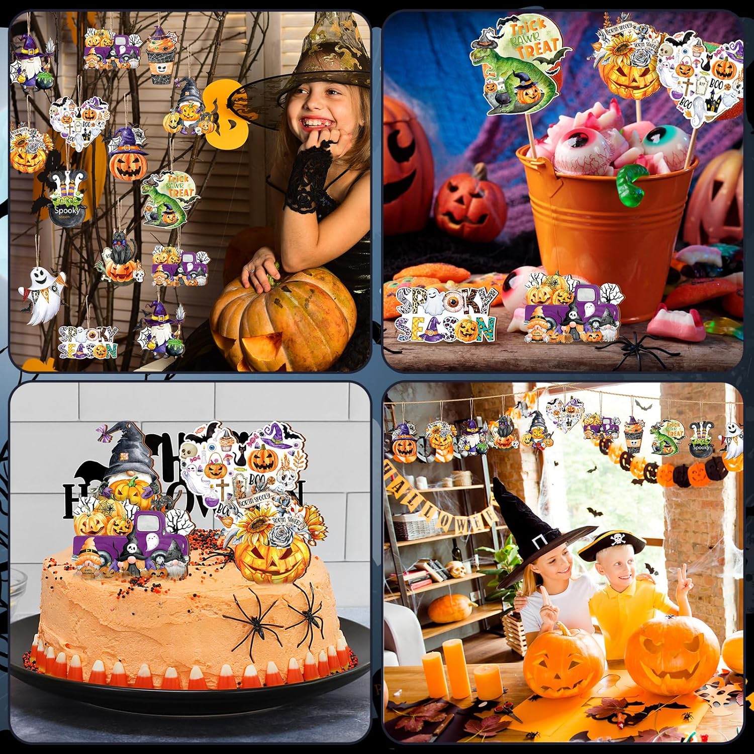 36 Pcs Halloween Wood Hanging Ornaments 12 Styles