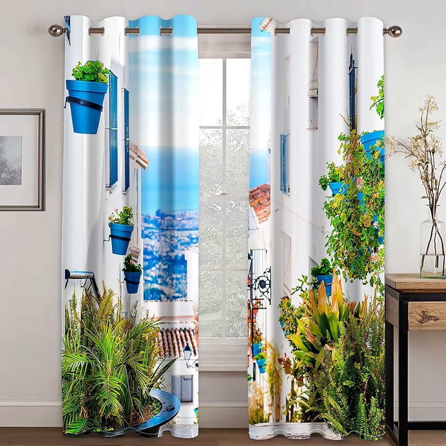 Homxi 2 Panels Blackout Curtains Set Eyelet Coastal Landscape