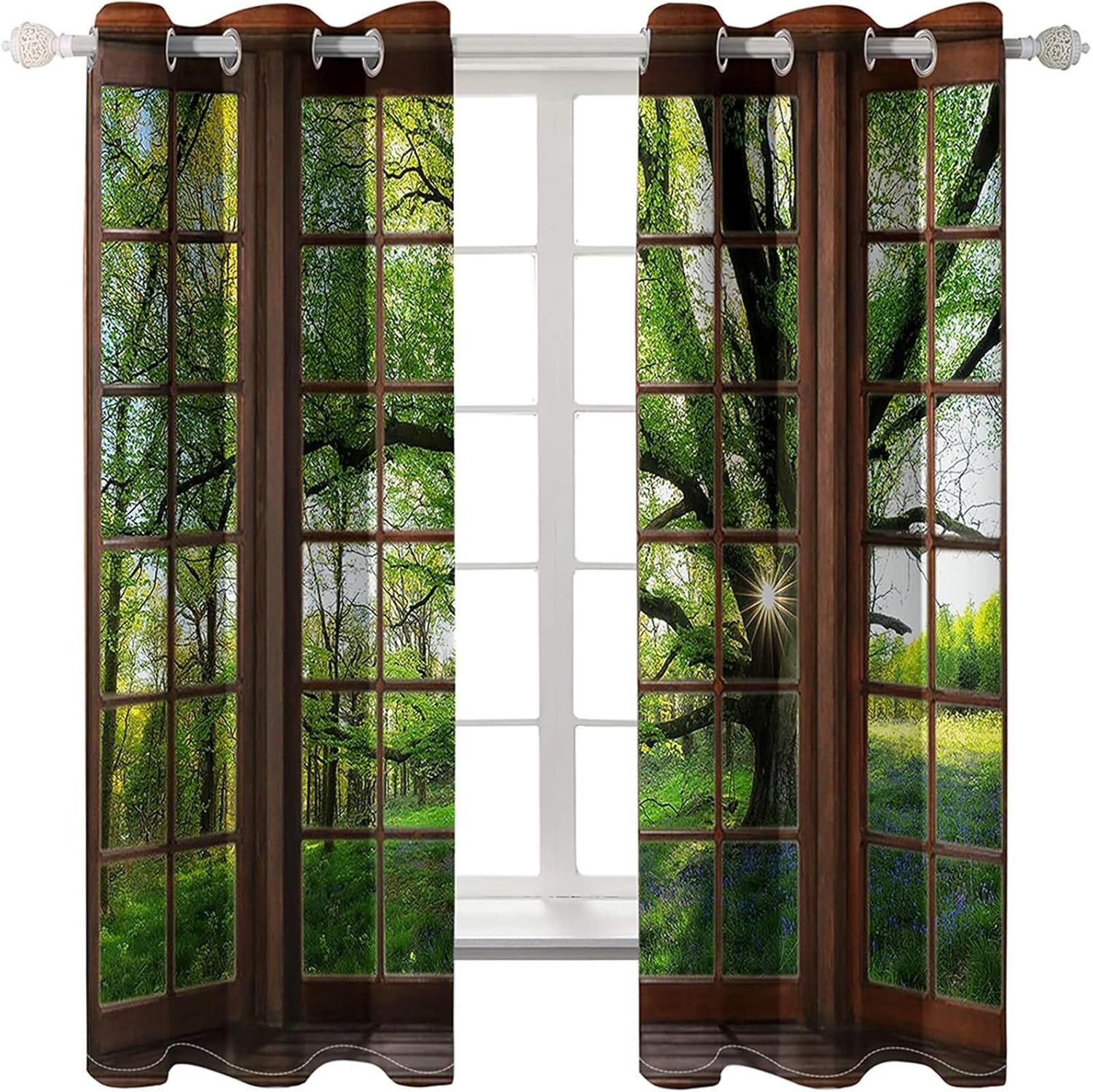 2 Panels Blackout Curtains with Eyelet and Landscape Design