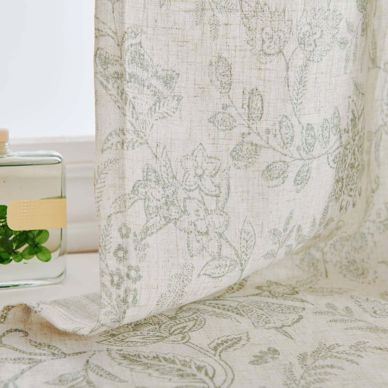Lazzzy Linen Farmhouse Curtains 2 Panels 108 Inch Length