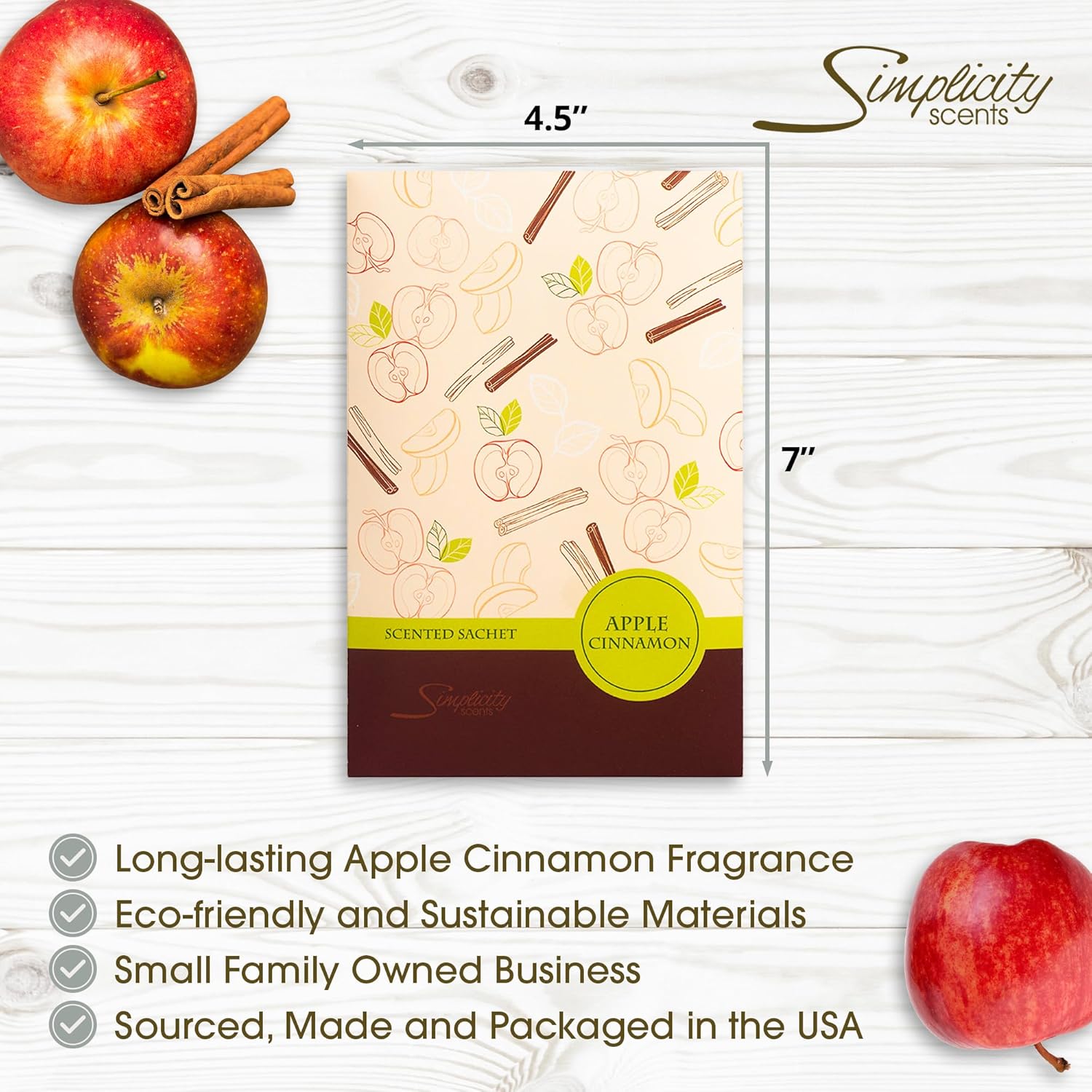 Simplicity Scents Apple Cinnamon Scented Sachets Pack of 6
