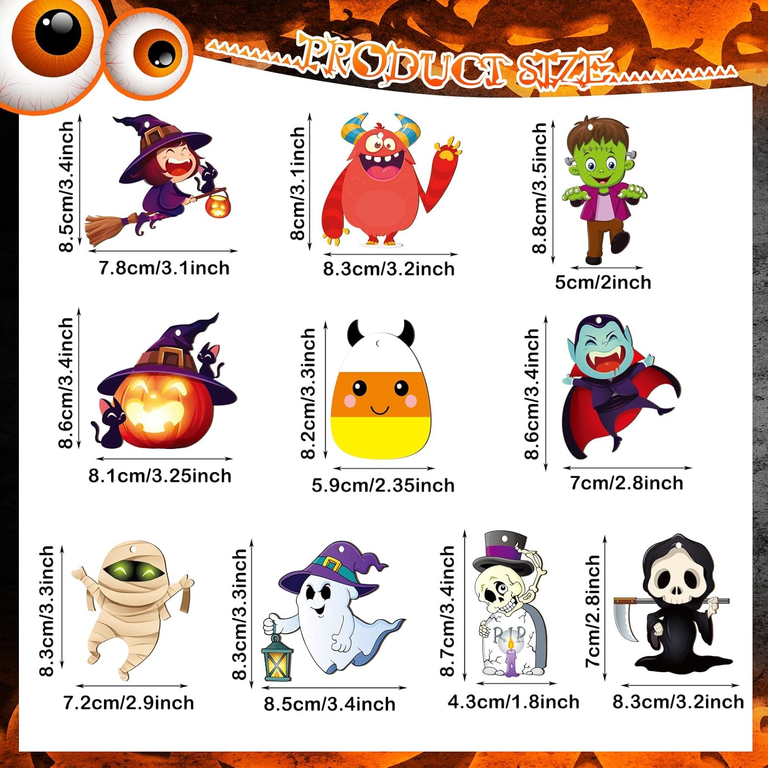 Gerrii 40 Halloween Wooden Decorations