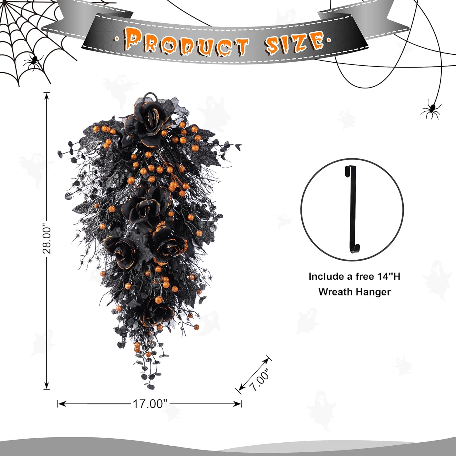 Glitzhome Halloween Teardrop Swag Decor 28 Inches