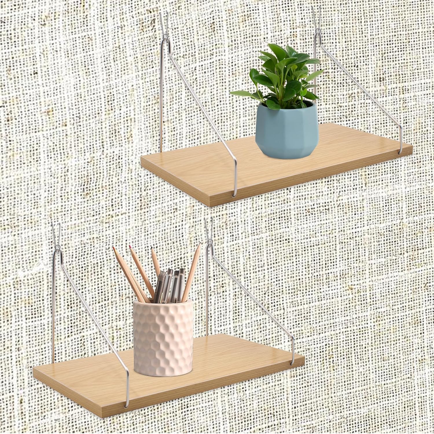 2 Set Fabric Wall Cubicle Shelf with Hooks