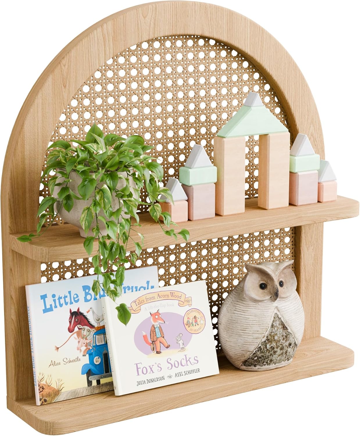 Eostbe 2-Tier Rattan Wall Shelf Boho Decor