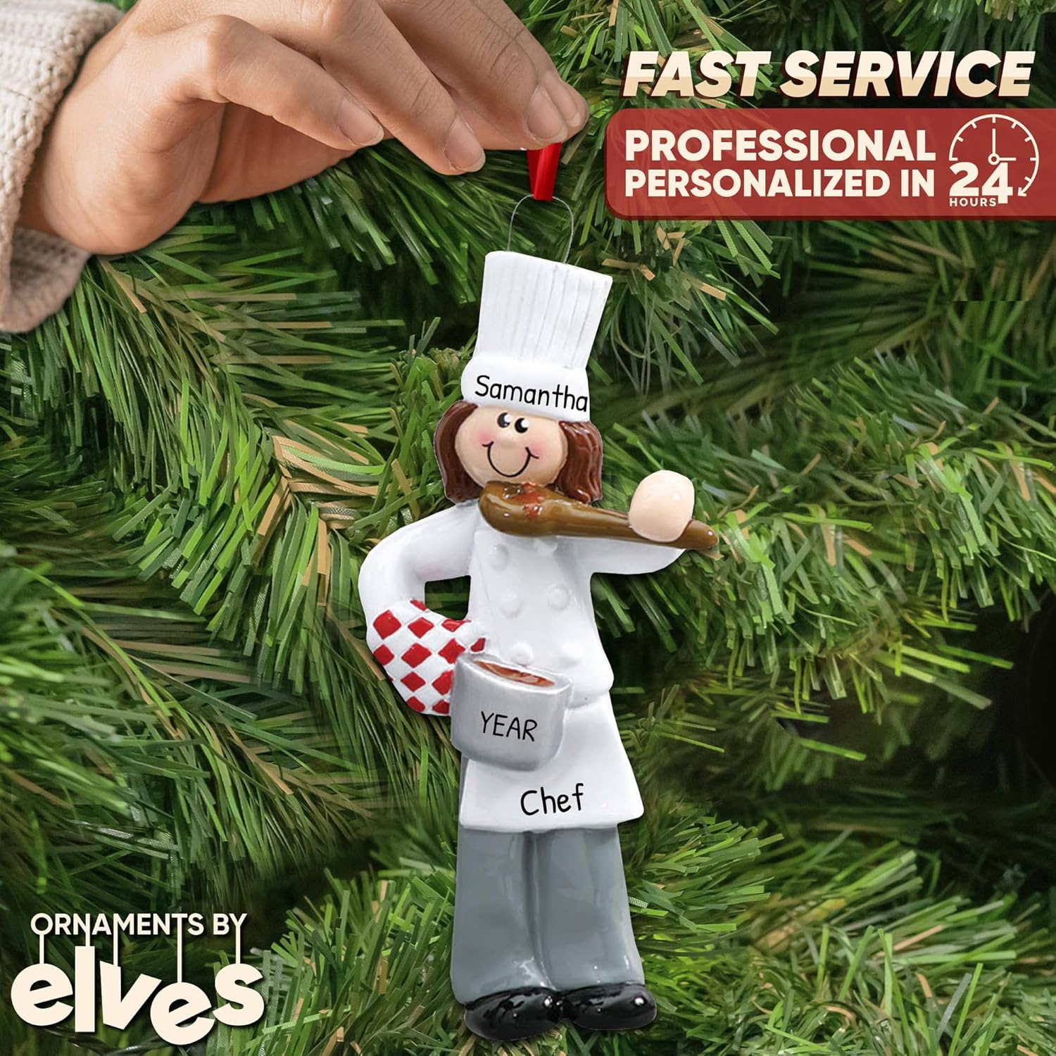 Personalized Chef Ornament 2024 - Custom Christmas Tree Decor