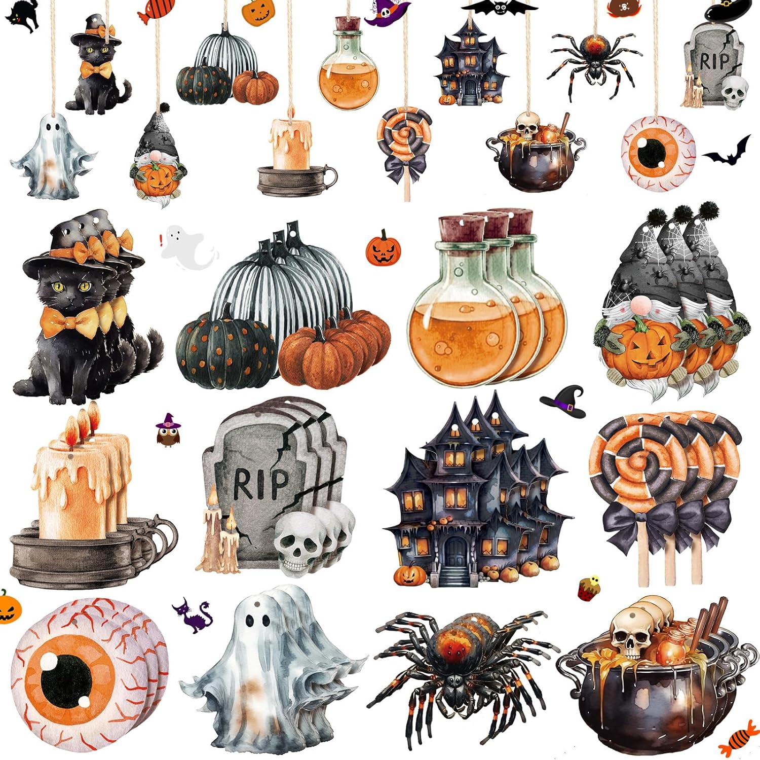 Huwena 36 Pcs Halloween Tree Ornaments