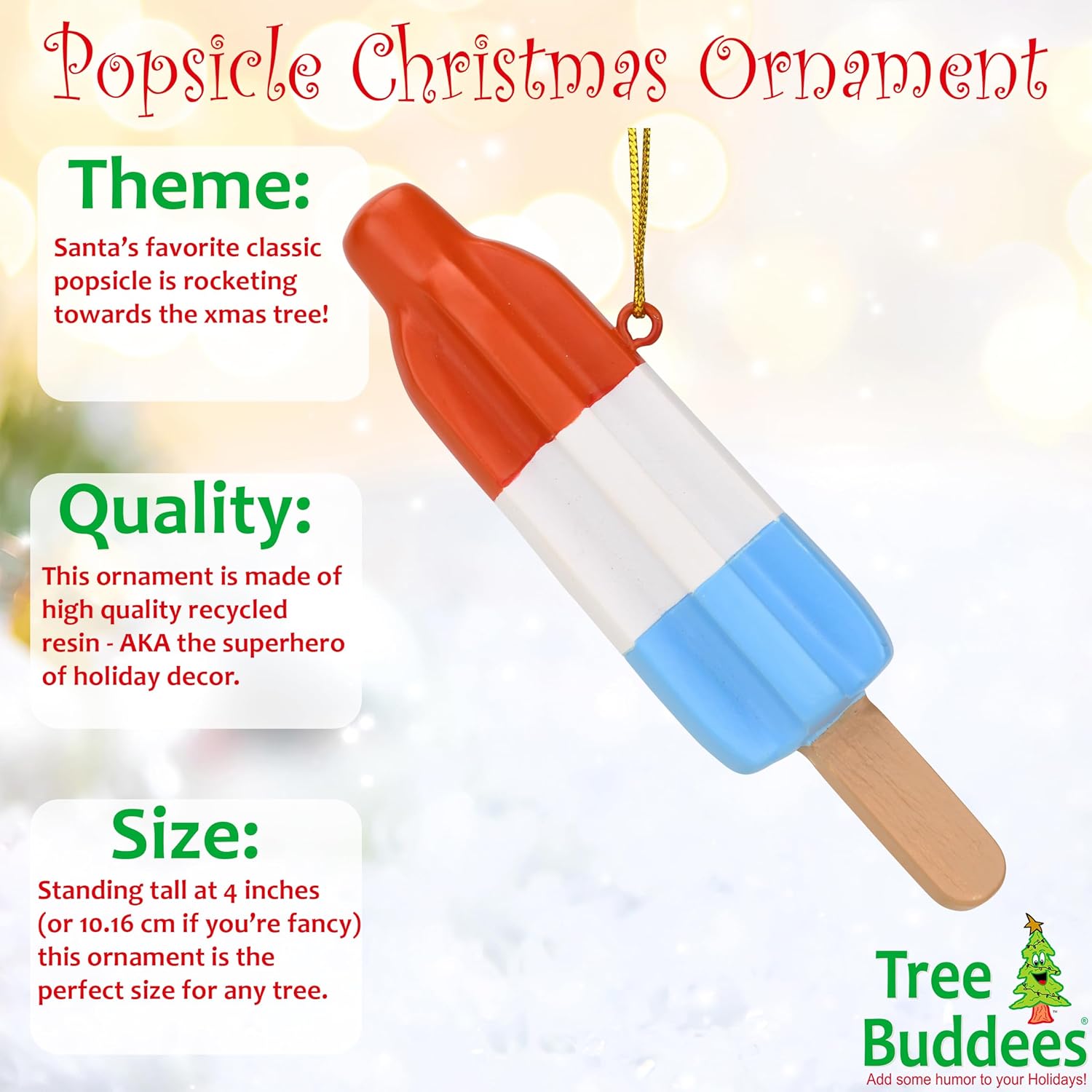 Tree Buddees Retro Patriotic Popsicle Christmas Ornament
