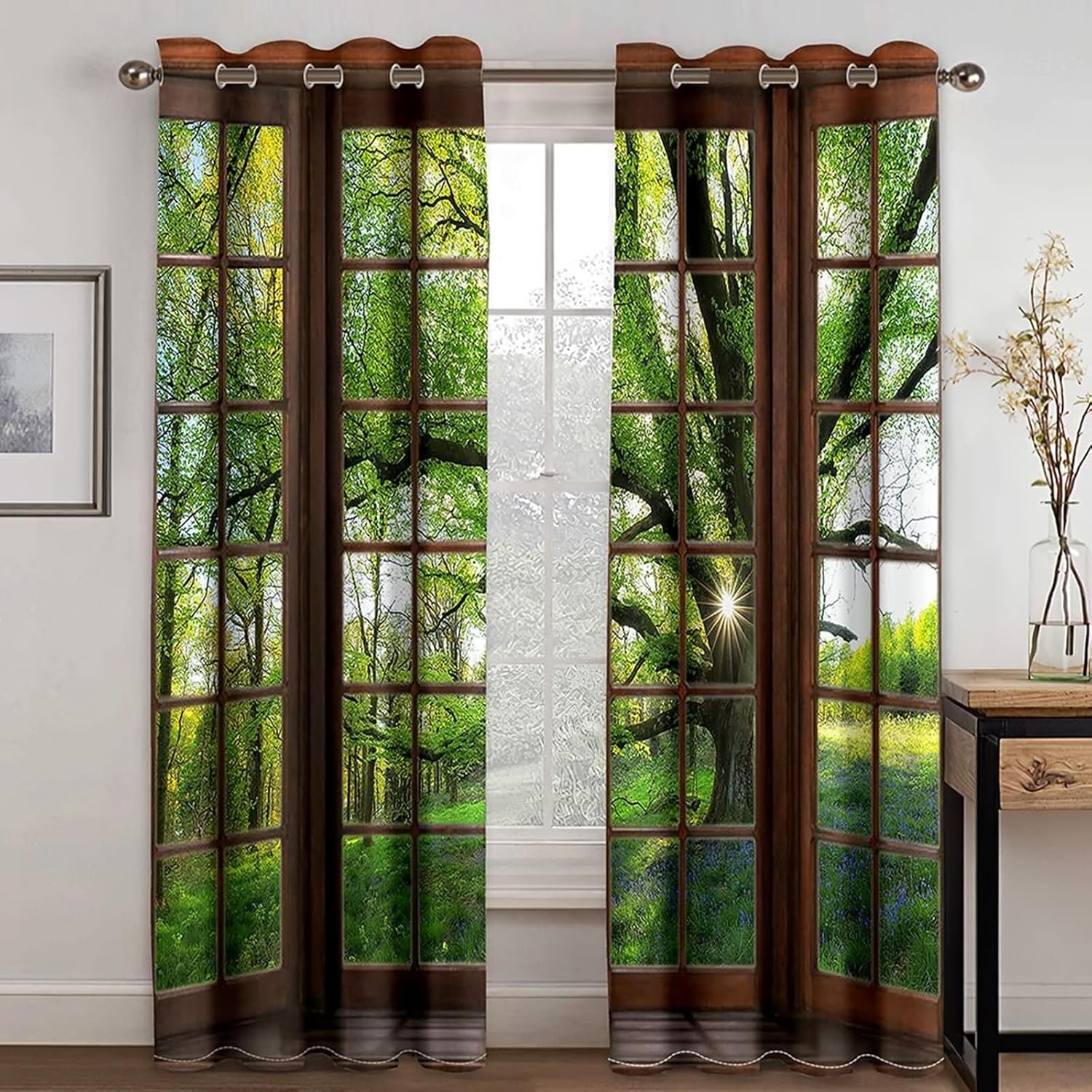 2 Panels Blackout Curtains with Eyelet and Landscape Design