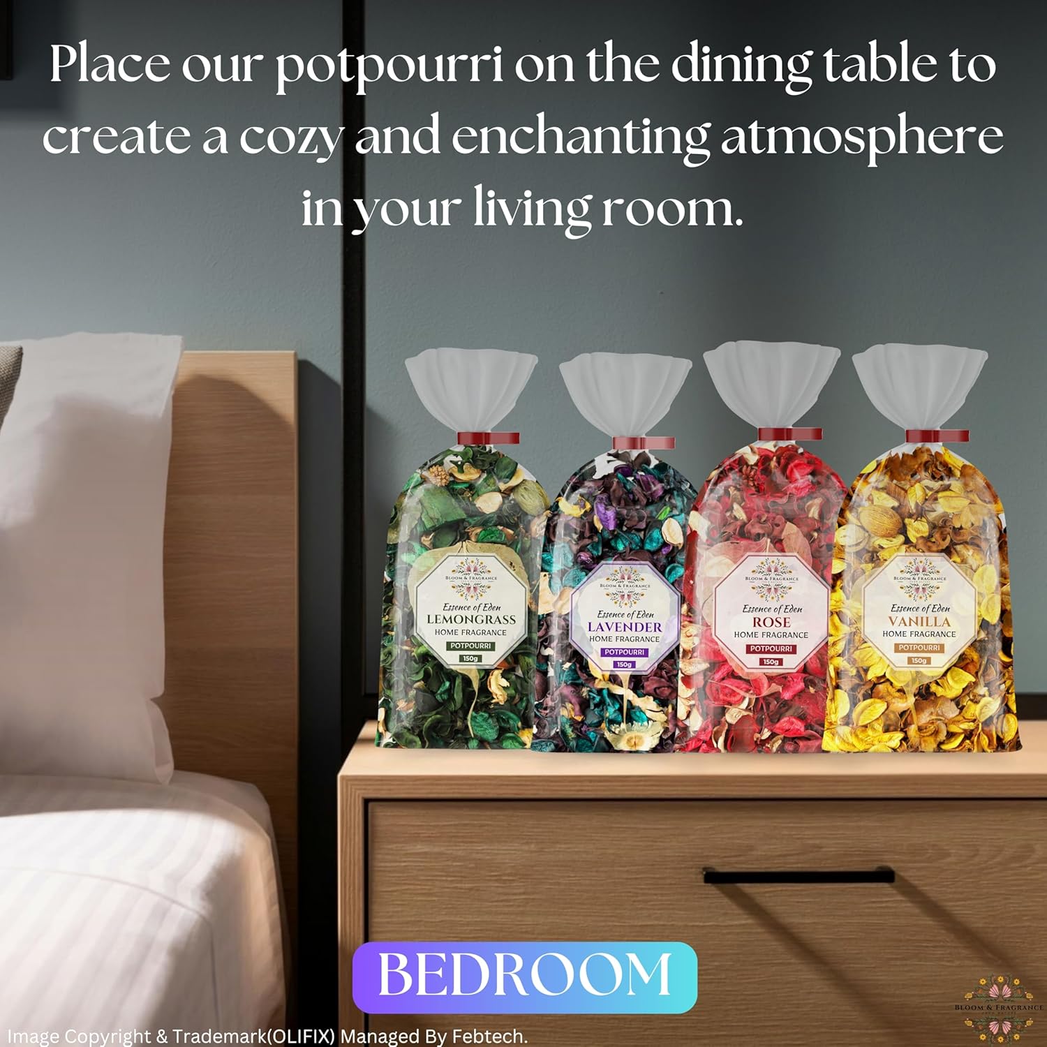 BLOOM FRAGRANCE Potpourri Combo Set 4 Natural Scents