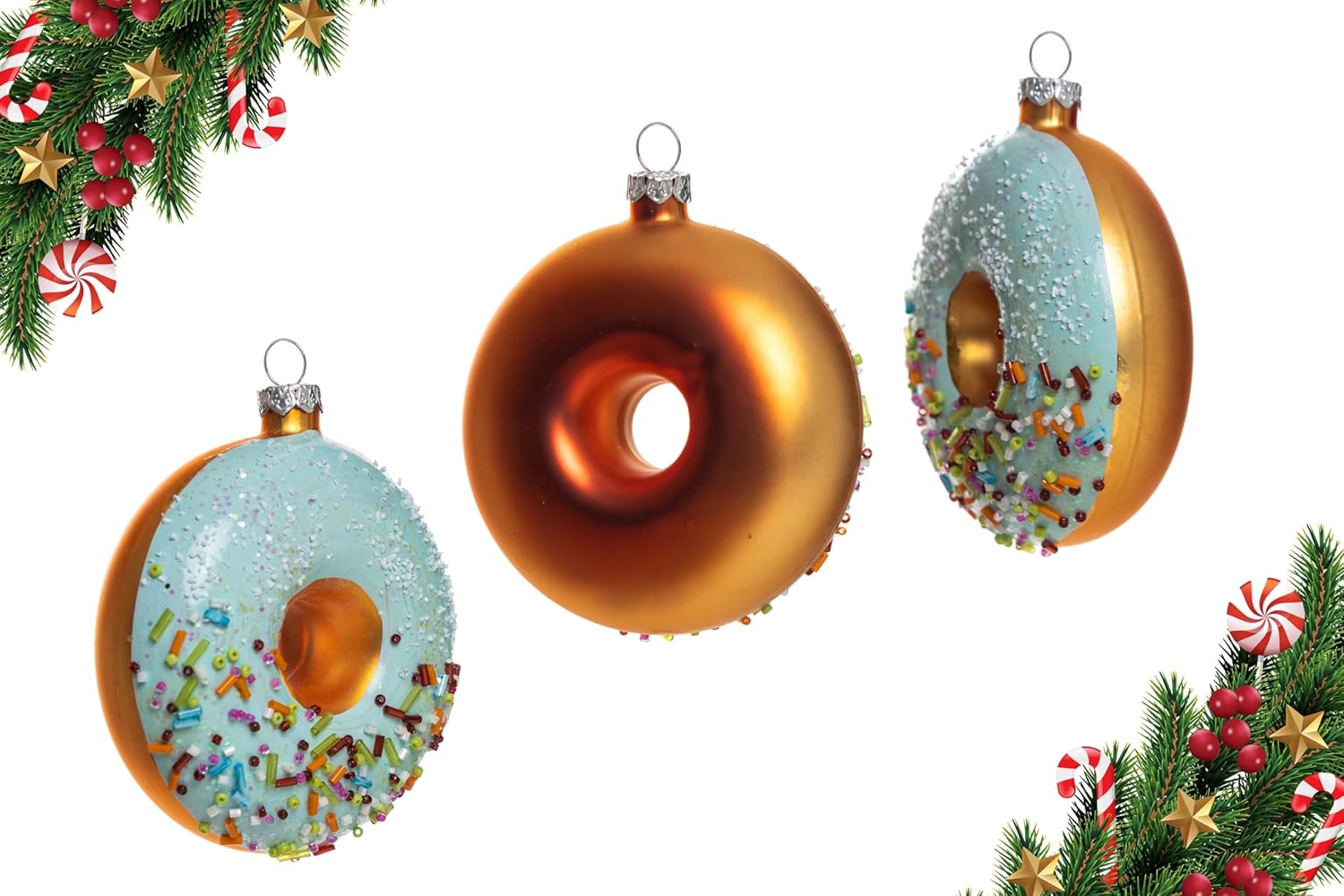 2pcs Glass Donut Christmas Ornaments for Tree