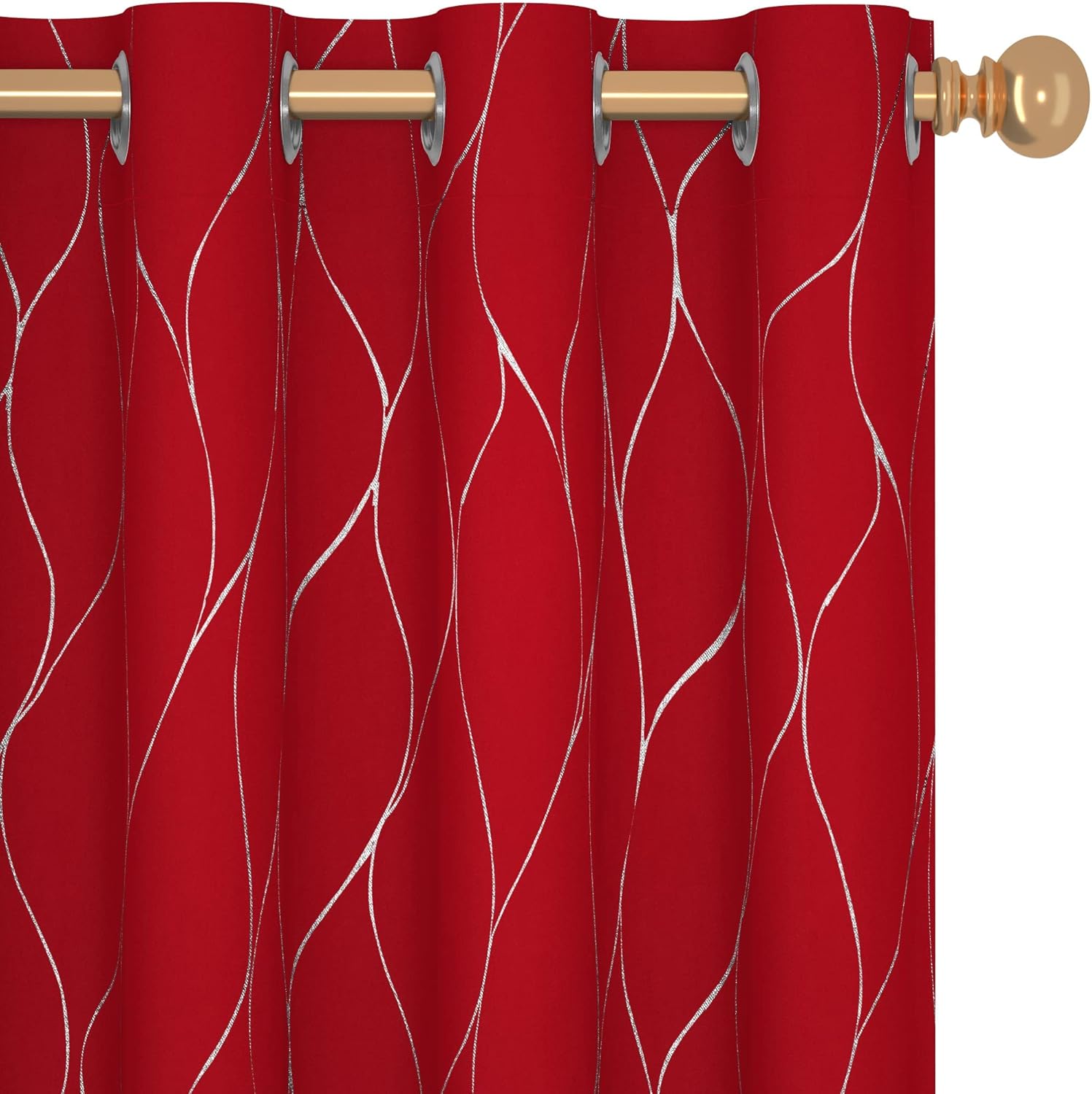 Deconovo Blackout Curtains - Silver Wave Pattern 2 Panels