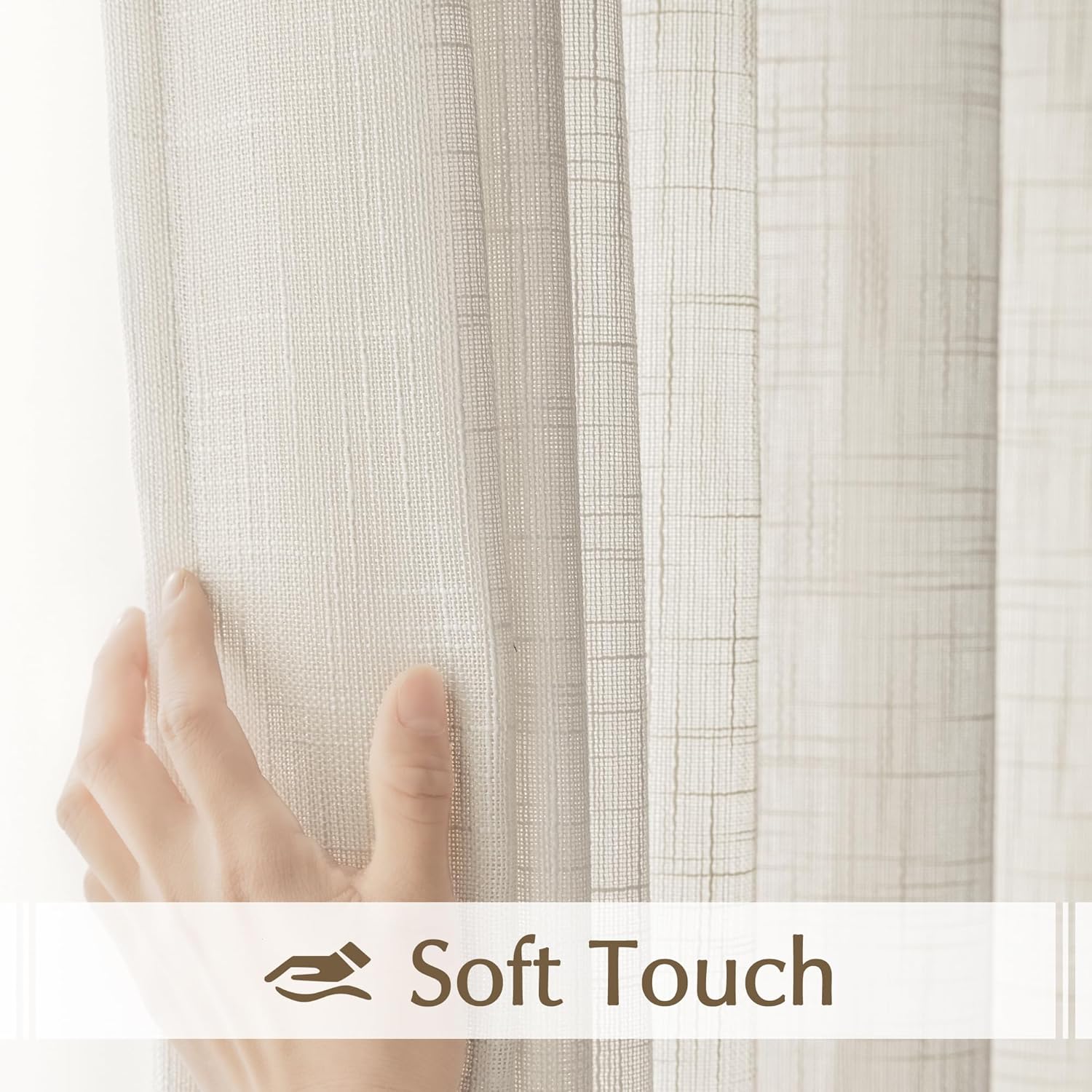 FMFUNCTEX 100 Linen Curtain Panel for Bedroom and Living Room Divider