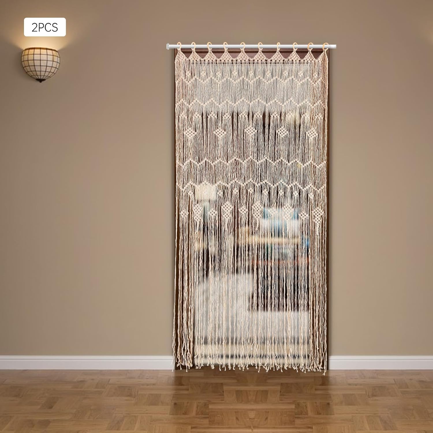 Macrame Curtain Room Divider 2 Panels 3937 x 7874 Inches