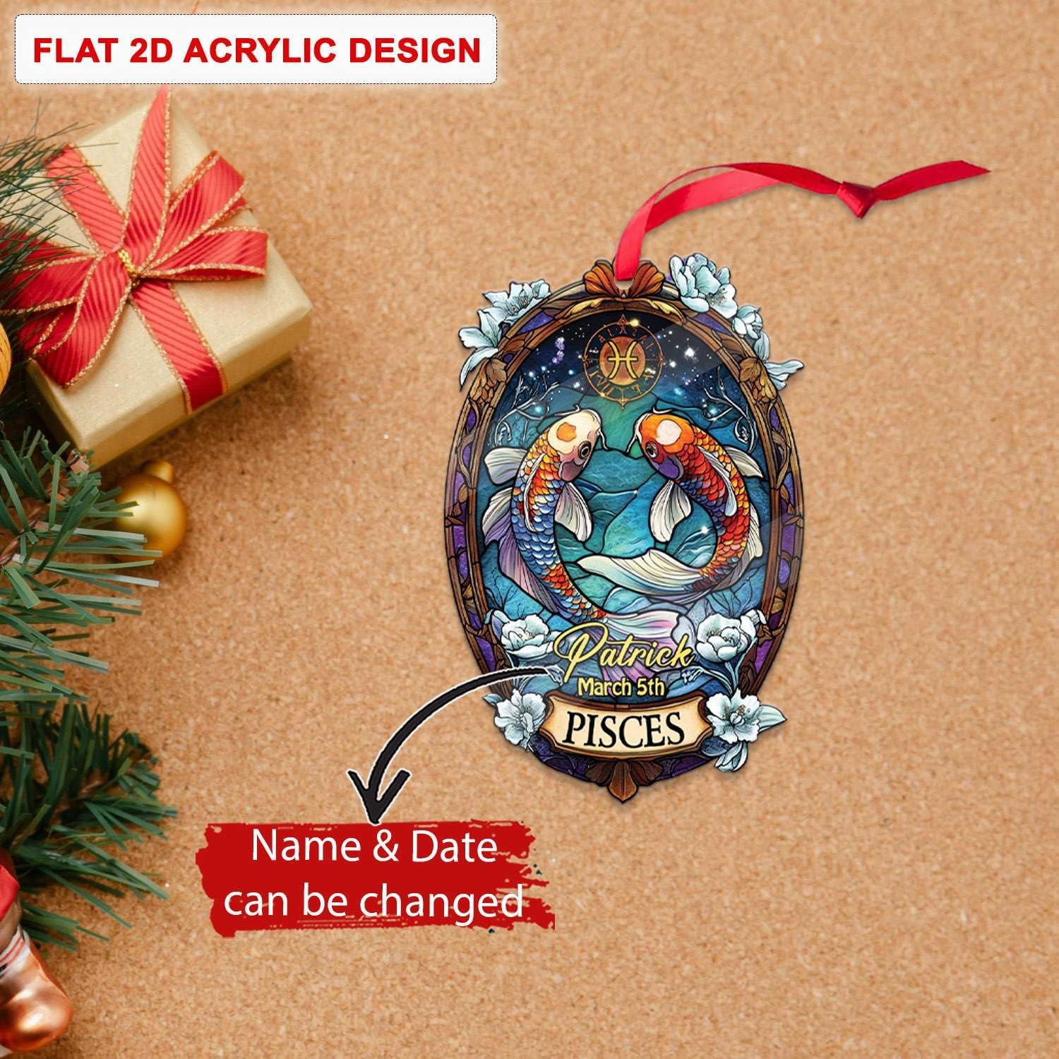 Personalized Pisces Constellation Hanging Ornament for Christmas Tree Decoration