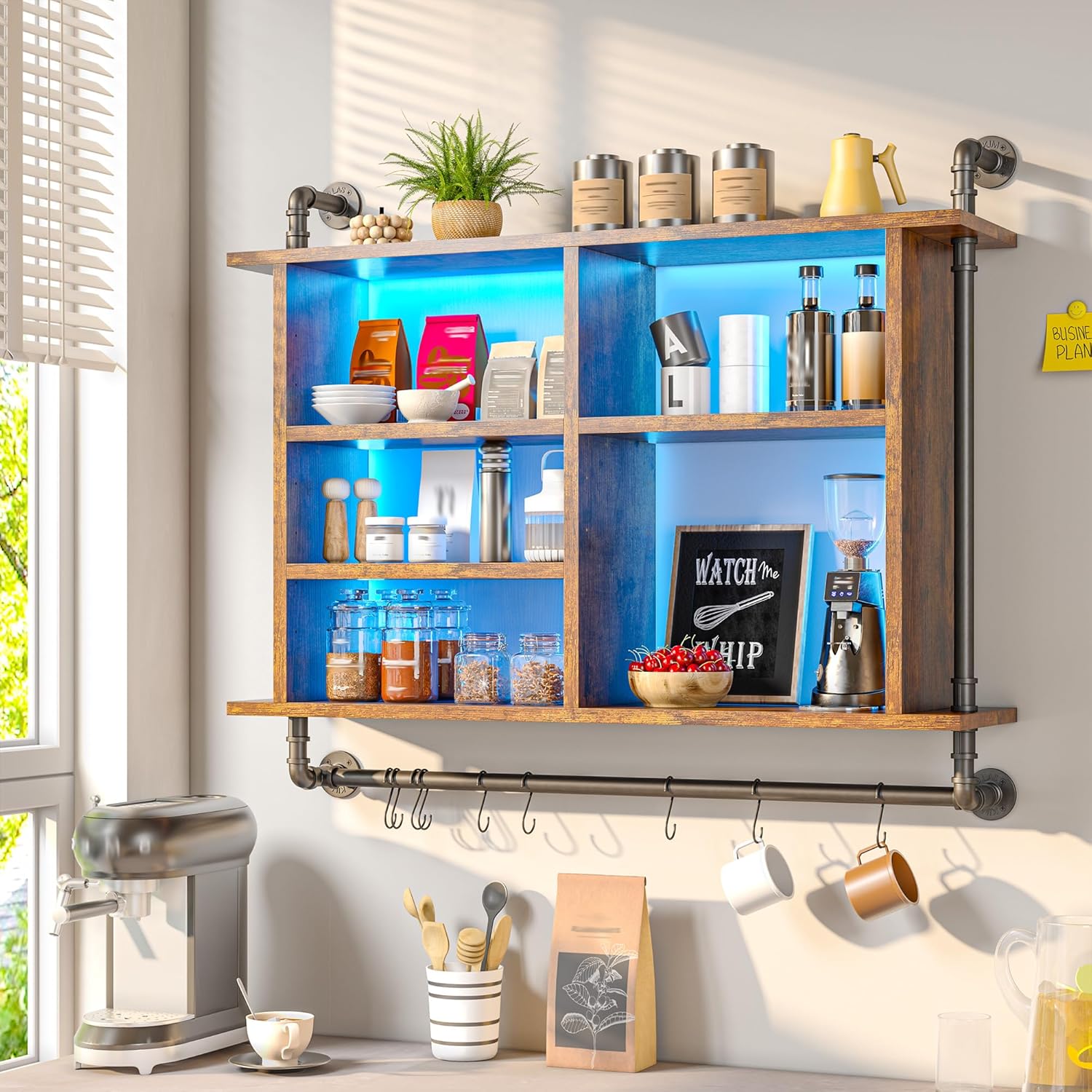 REIBII Wall Floating Shelves with LED Light