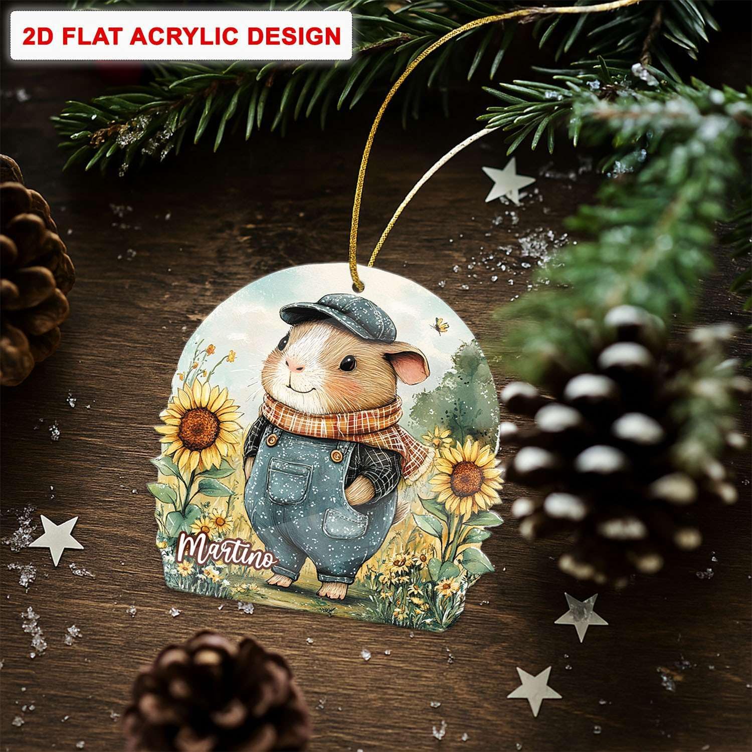 Custom Name Guinea Pig Hanging Ornament Personalized Acrylic Christmas Decor