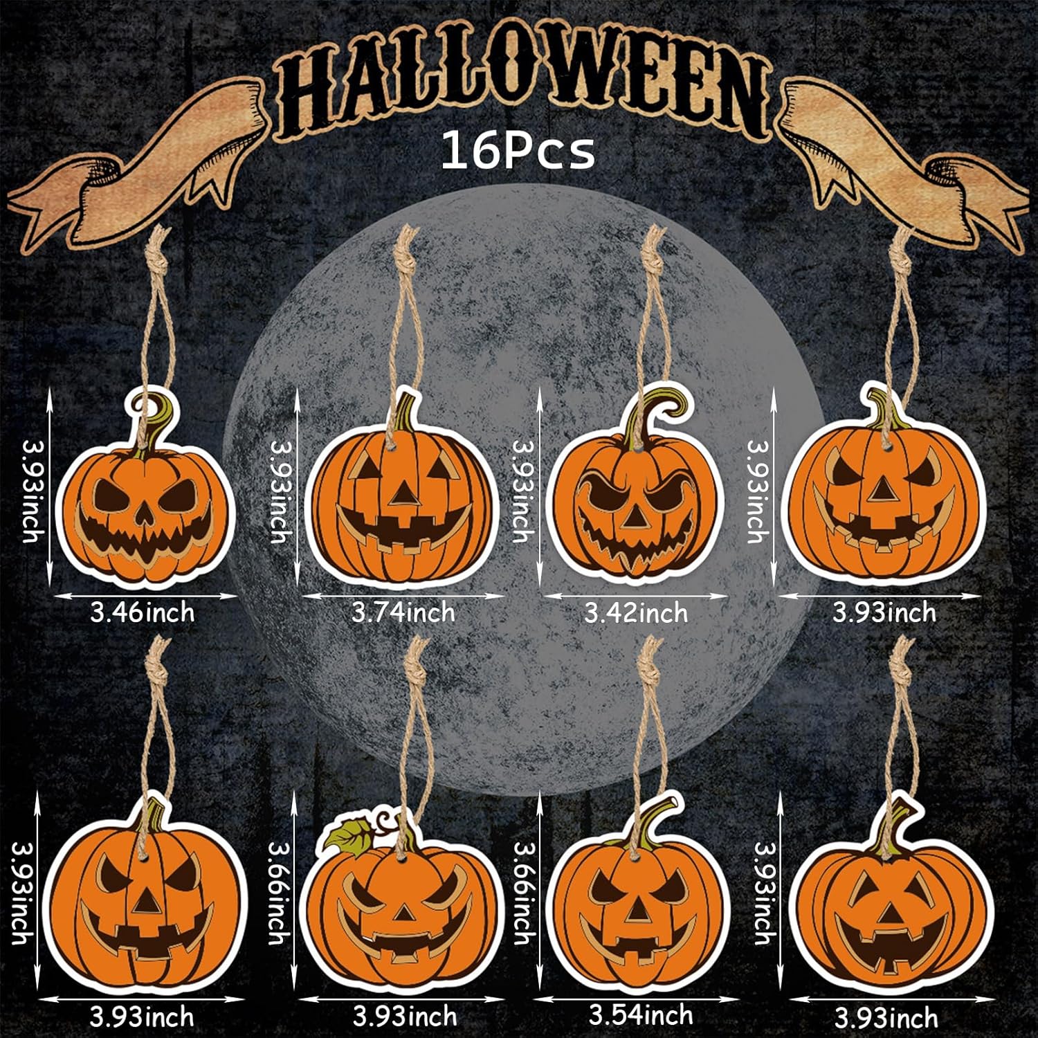 16Pcs Halloween Tree Decorations Hanging Ornaments