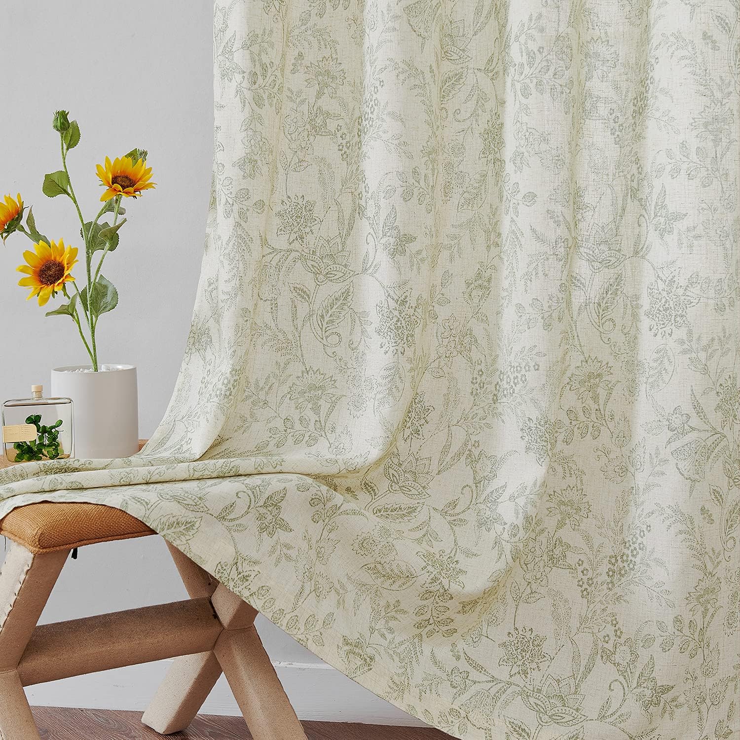 Lazzzy Linen Farmhouse Curtains 2 Panels 108 Inch Length