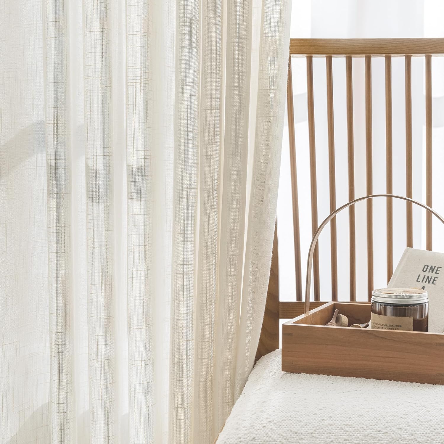 FMFUNCTEX 100 Linen Curtain Panel for Bedroom and Living Room Divider