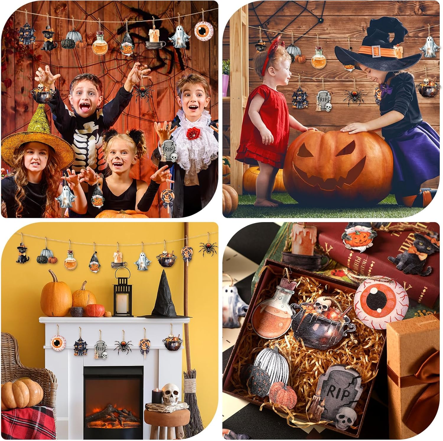 Huwena 36 Pcs Halloween Tree Ornaments