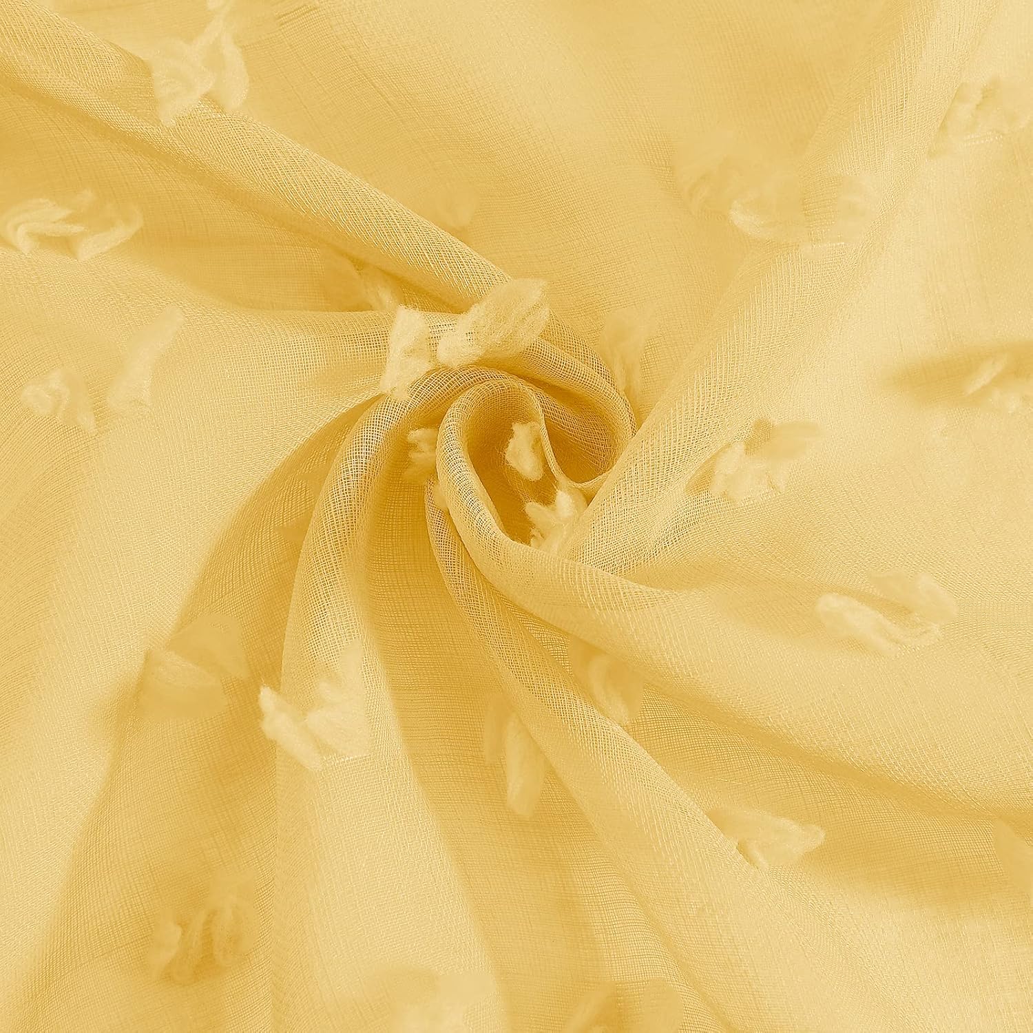 Guken Yellow Semi Sheer Curtains 2 Panels 108 Inches Long