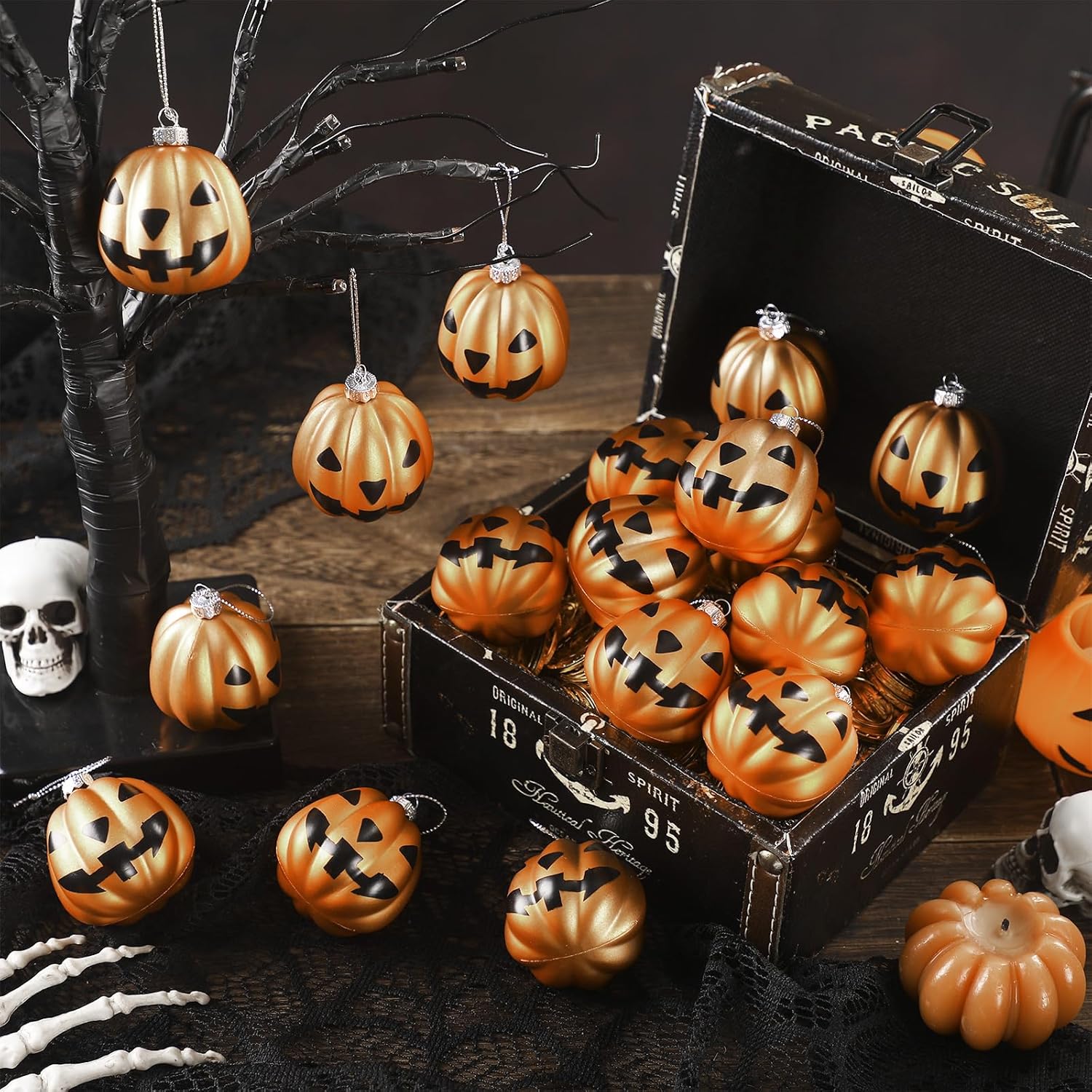 Zhanmai Halloween Pumpkin Tree Decorations 24 Pcs