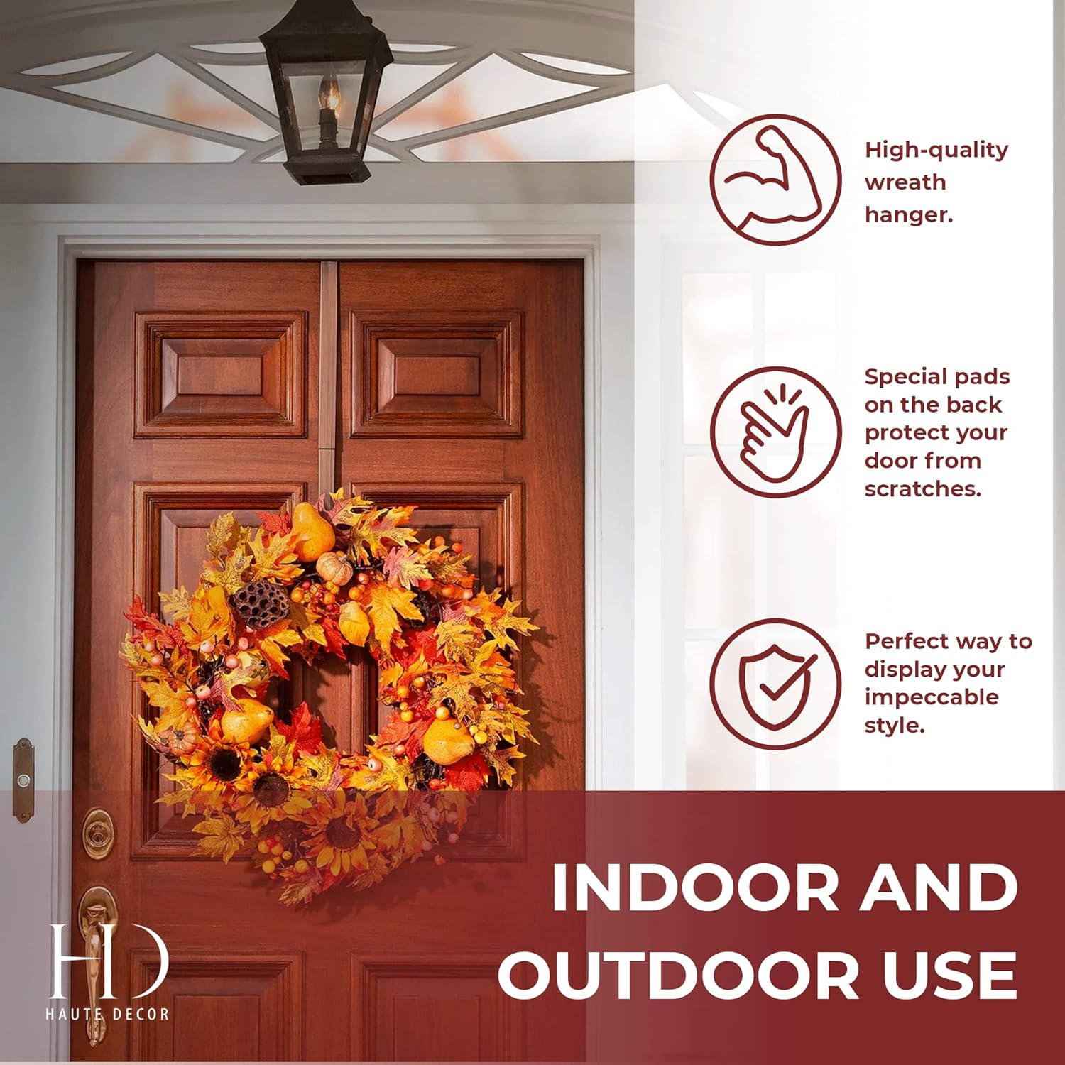 Haute Decor Adjustable Wreath Hanger 2 Pack - Brushed Copper