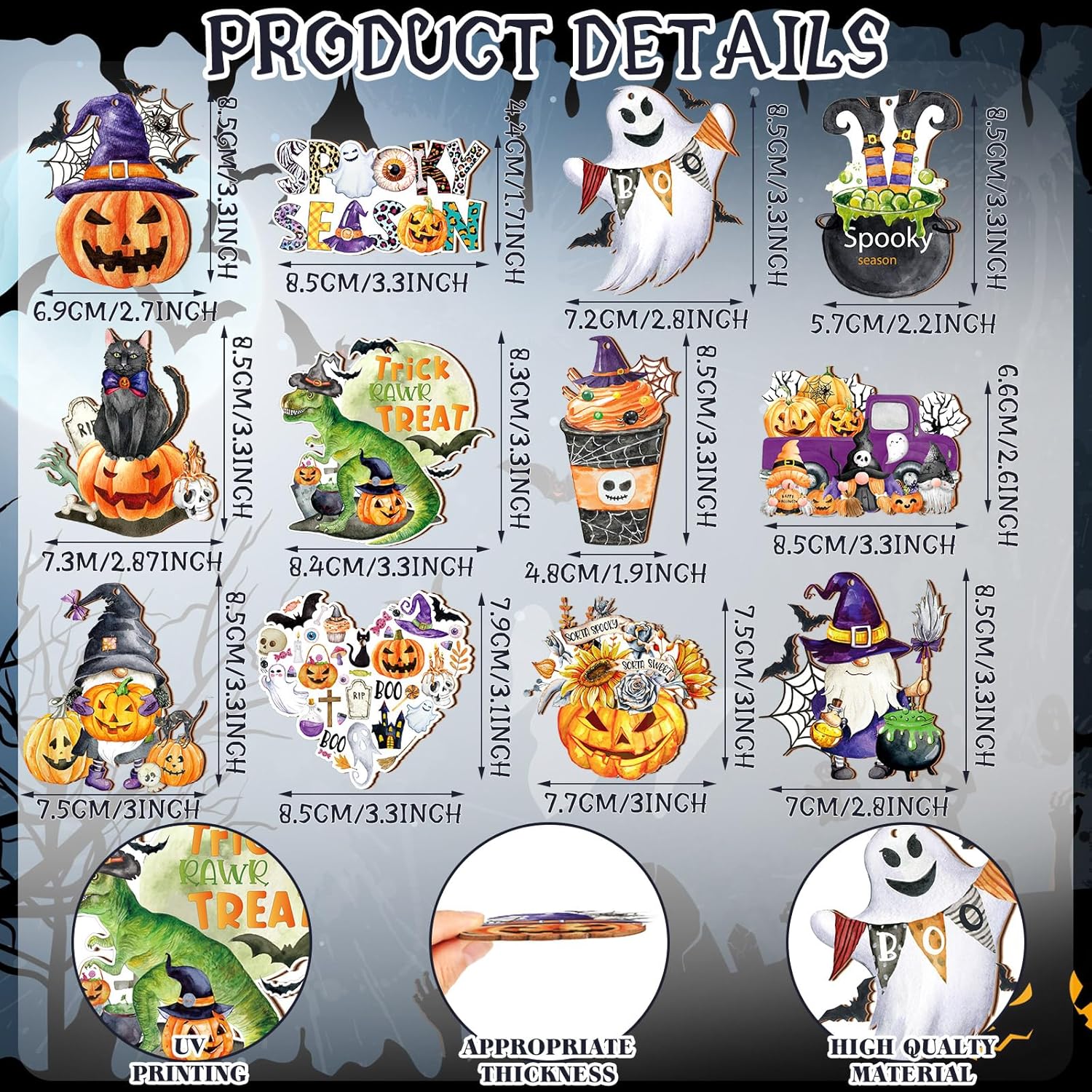 36 Pcs Halloween Wood Hanging Ornaments 12 Styles
