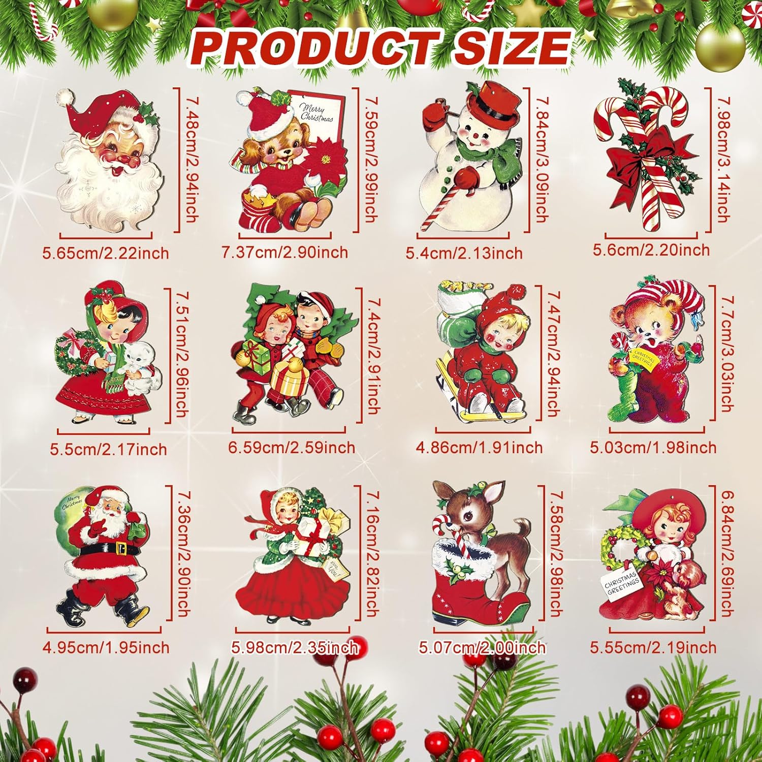 24 Pcs Christmas Wood Hanging Ornaments