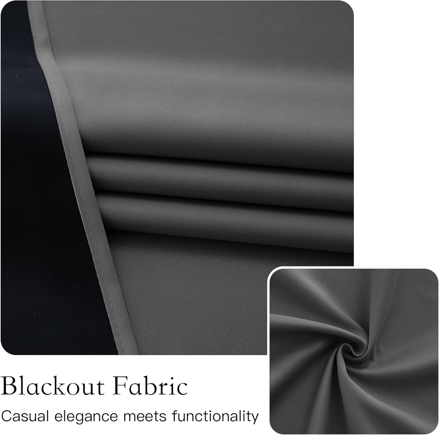 NICETOWN Blackout French Door Curtains 1 Panel Grey W26 x L72