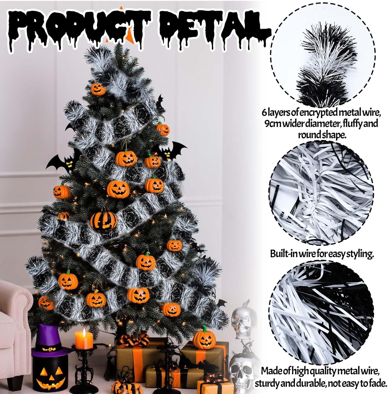 164FT Halloween Sandworm Garland Tinsel Decor
