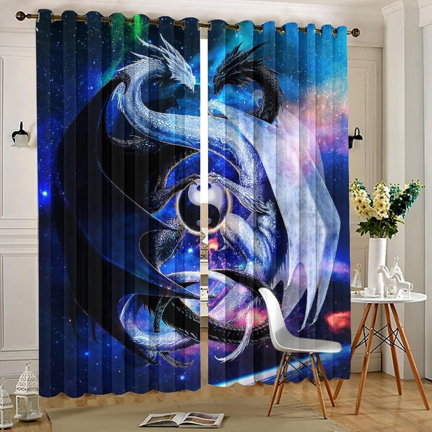 Cool Japanese Dragon Grommet Curtains 2 Panels 63L x 36W