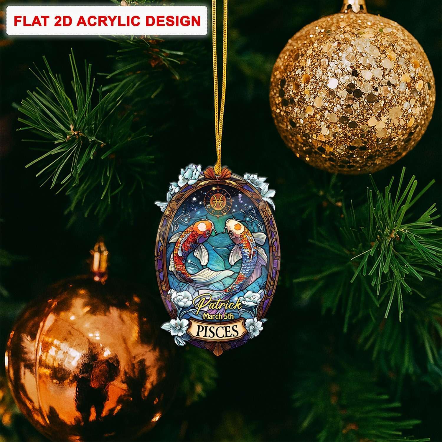 Personalized Pisces Constellation Hanging Ornament for Christmas Tree Decoration