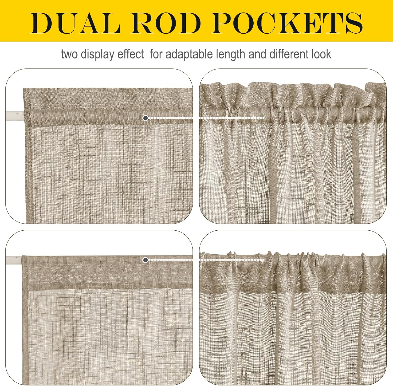 NICETOWN Privacy Sidelight Curtain Panel - 30 Wide 40 Length Taupe