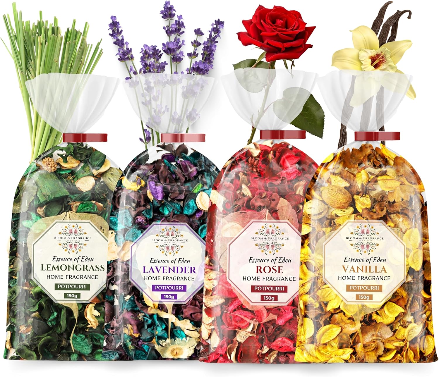 BLOOM FRAGRANCE Potpourri Combo Set 4 Natural Scents