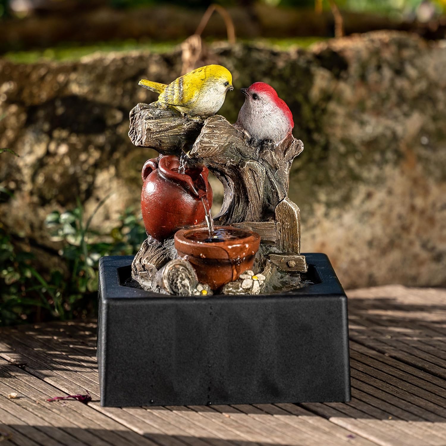 Teresas Collections Tabletop Water Fountain with LED Light and Pump