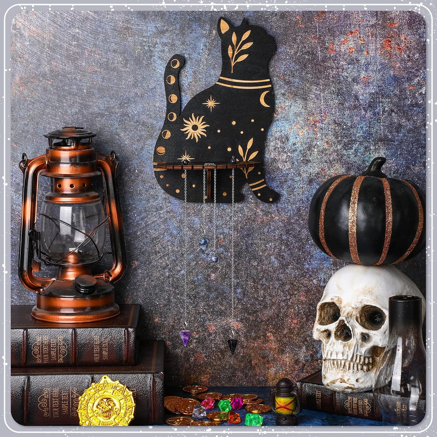 Qunclay 10 Inch Crystal Shelf Display with 3 Stones