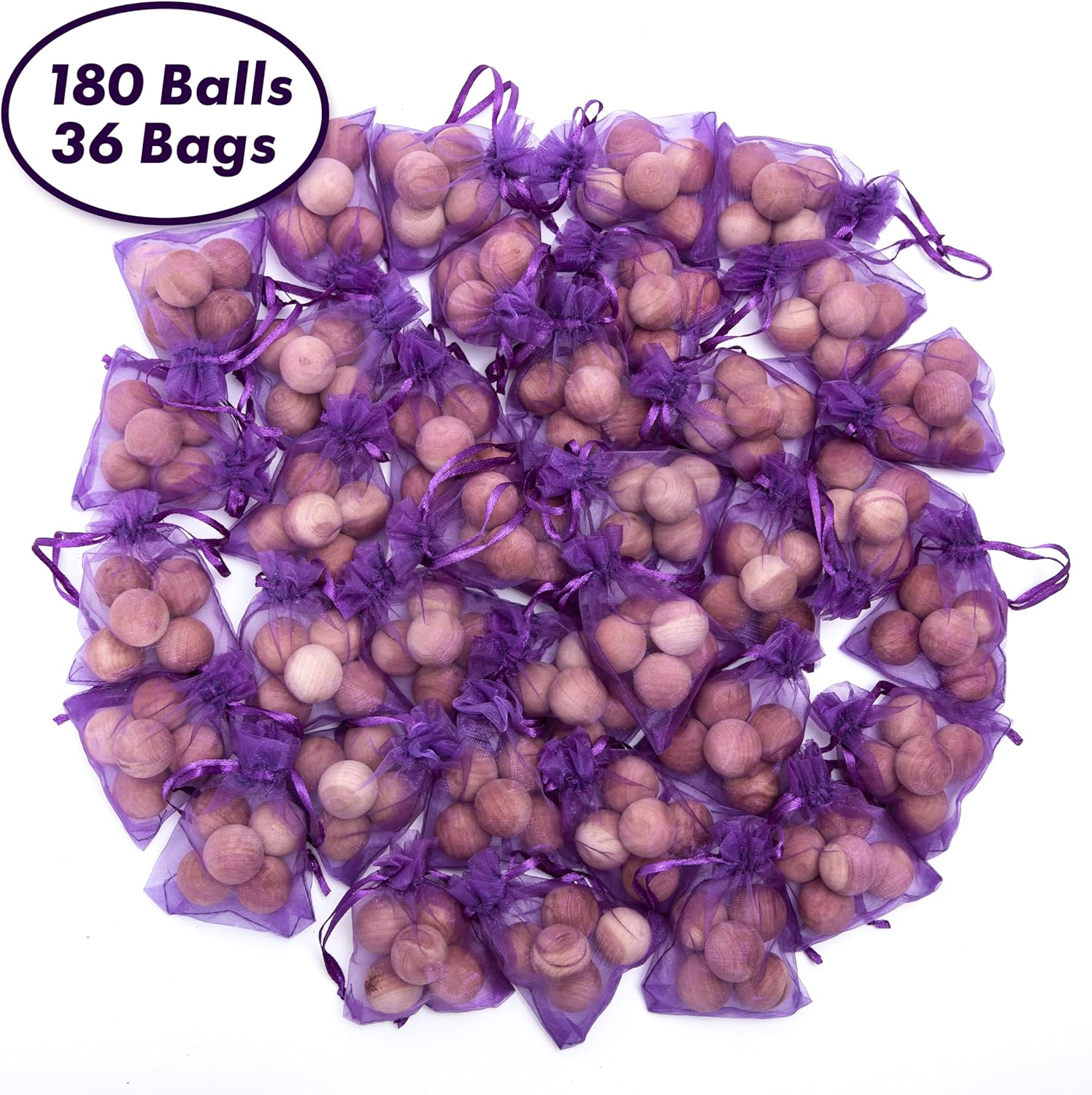 180 Pcs Cedar Balls with Satin Bags for Home Fragrance