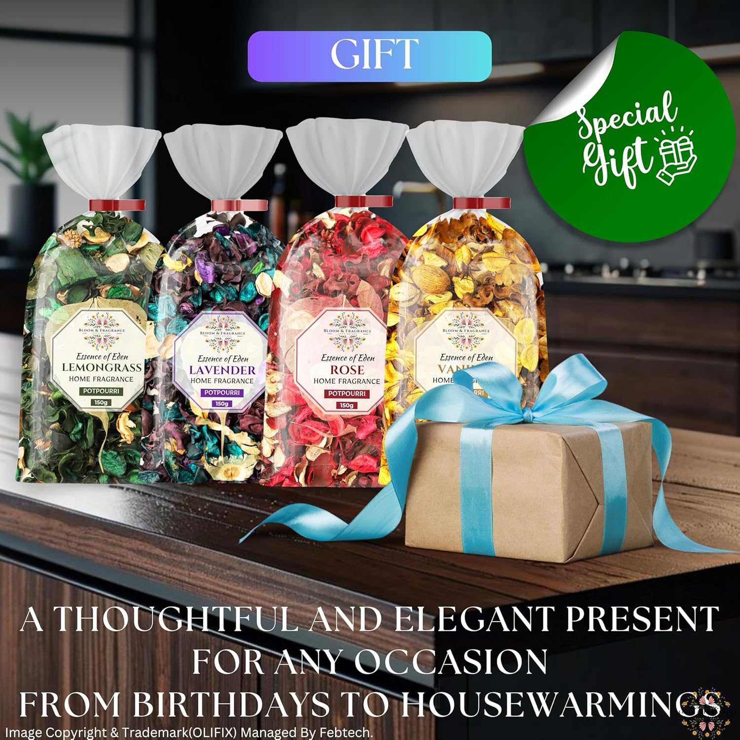 BLOOM FRAGRANCE Potpourri Combo Set 4 Natural Scents