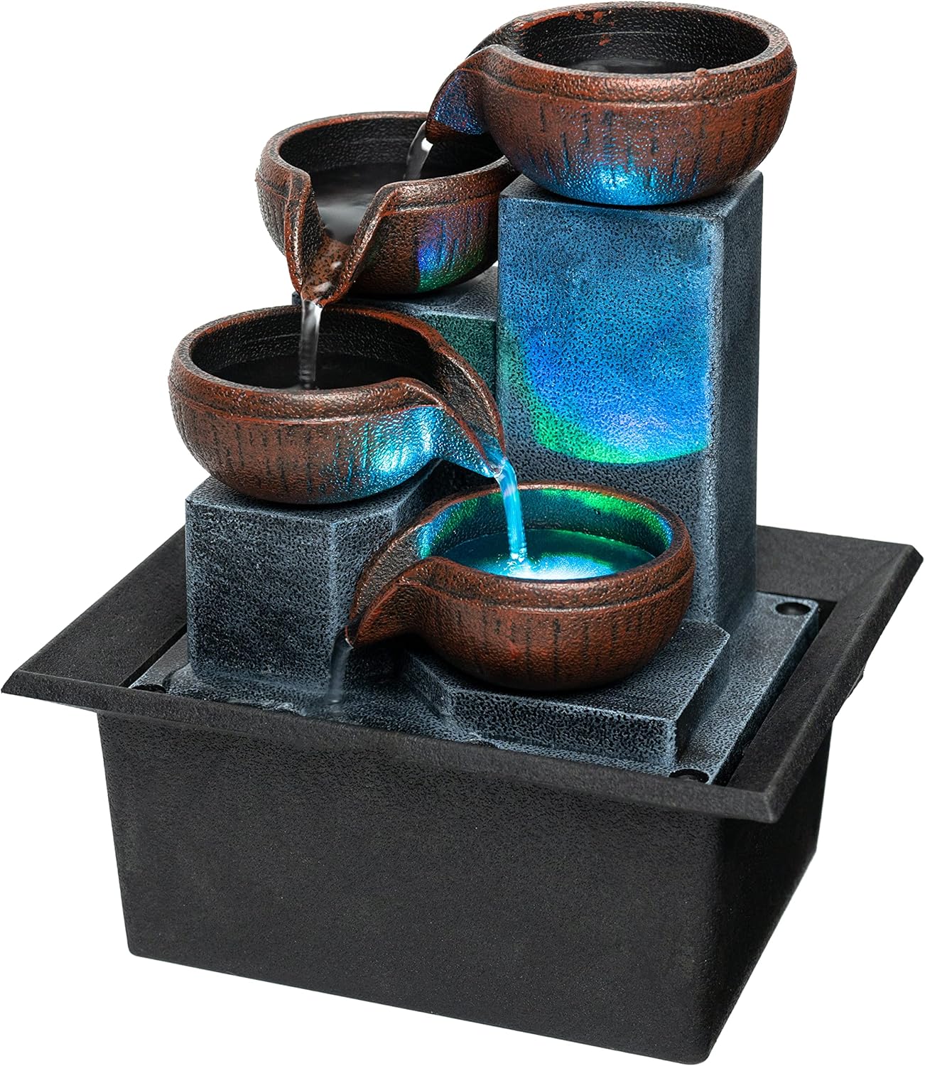 Fathers Den Tabletop Water Fountain with LED Lights and Calming Sounds