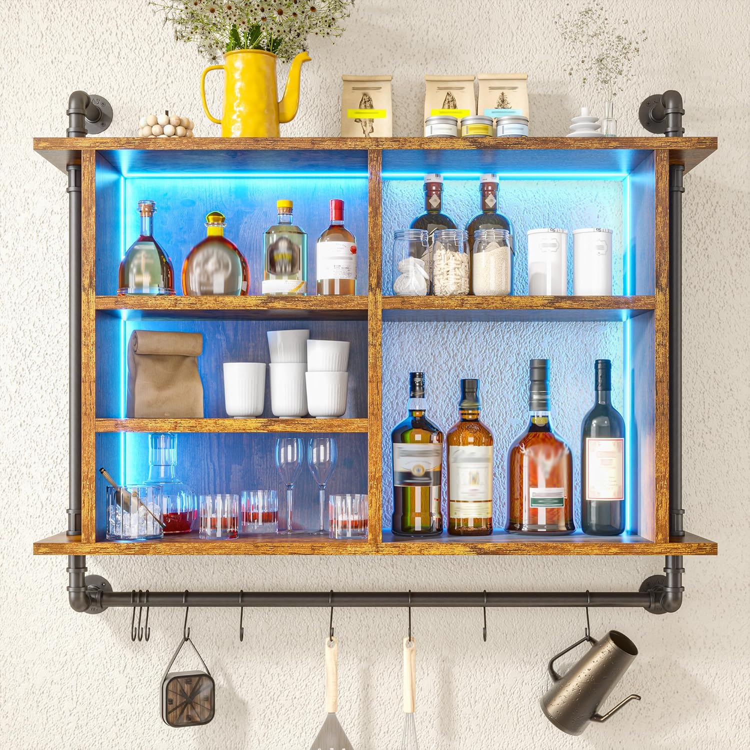 REIBII Wall Floating Shelves with LED Light